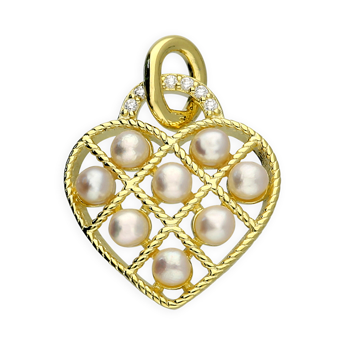 Sunshine Pearl Lattice Heart Necklace - John Ross Jewellers