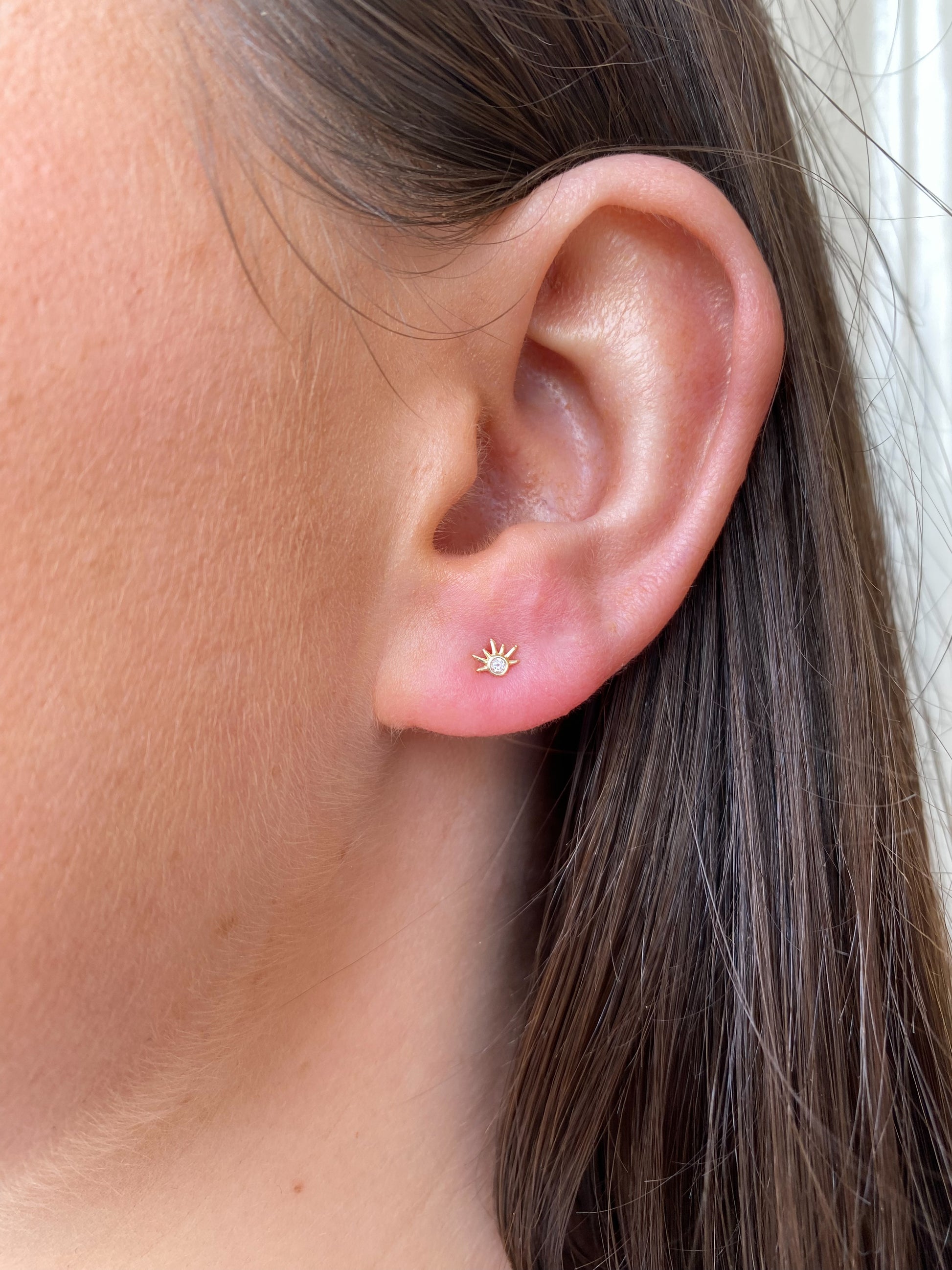 9ct Gold CZ Sunrise Stud Earrings - John Ross Jewellers