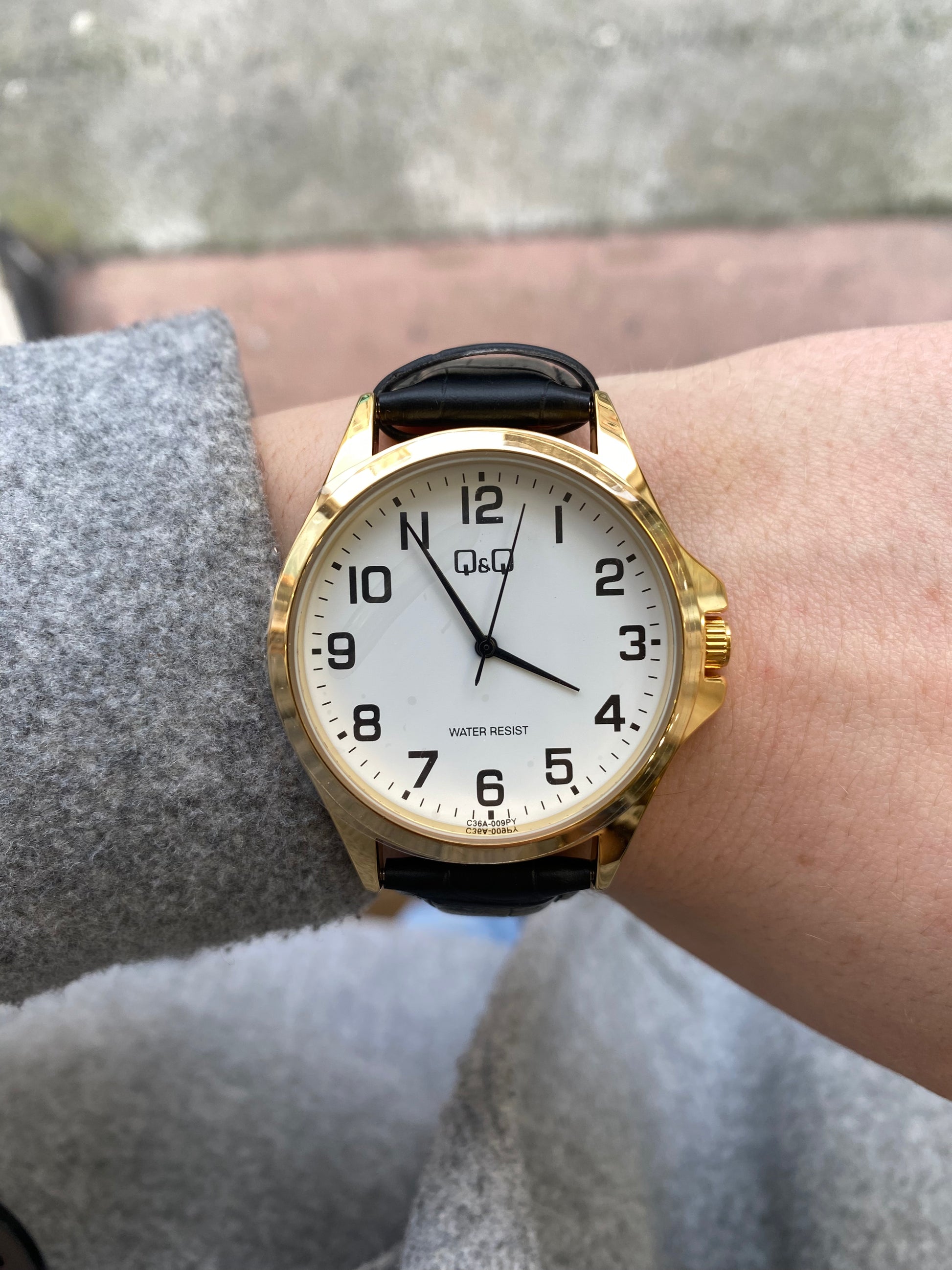 Q&Q Gents Gold Leather Watch - John Ross Jewellers