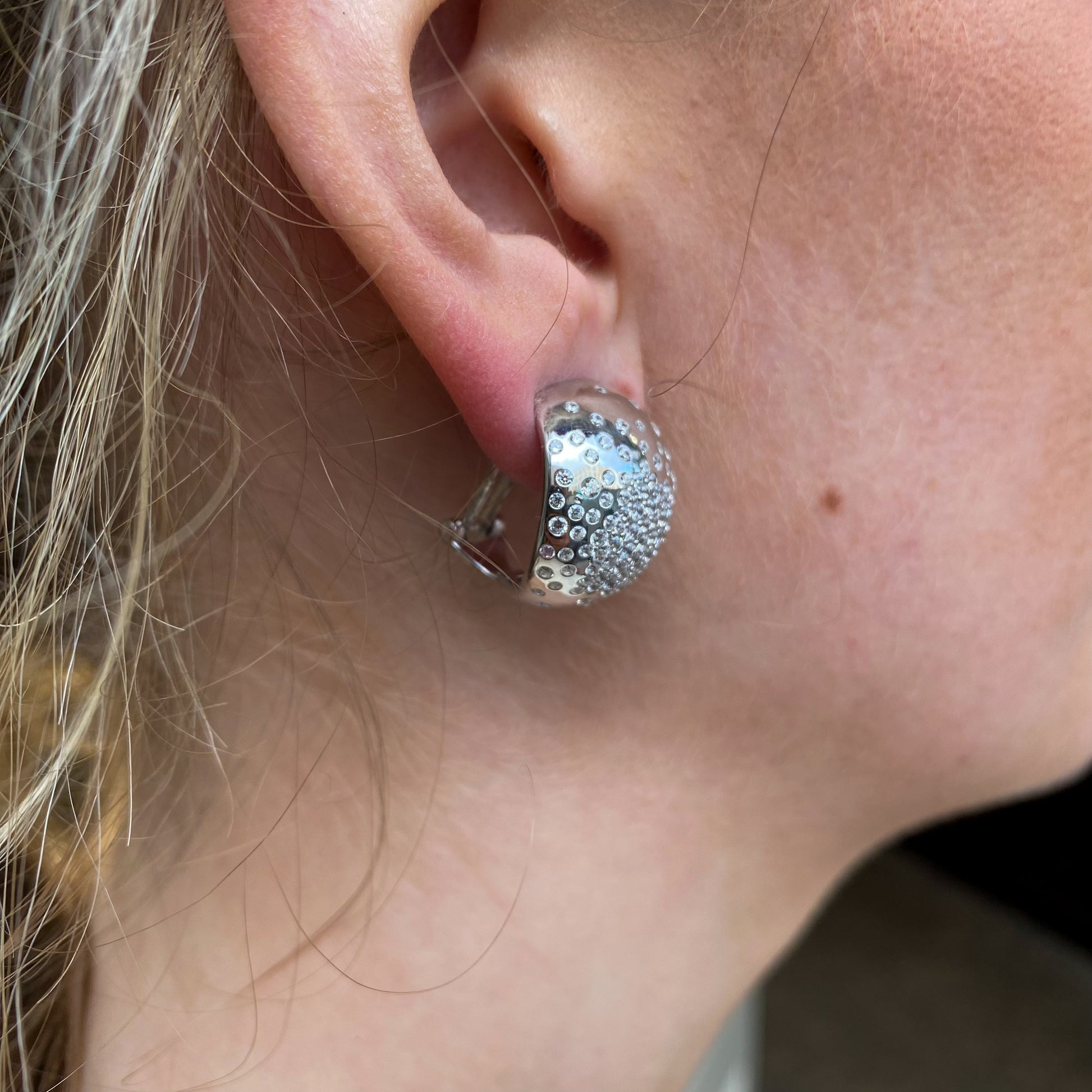 Silver Studded CZ Mega Teardrop Stud Earrings - John Ross Jewellers