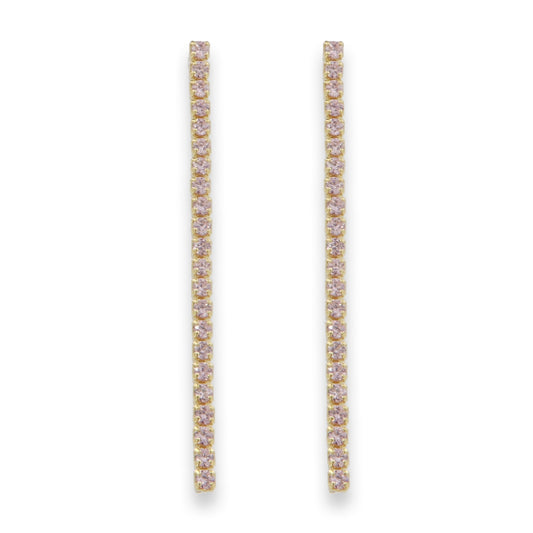 Sunshine Tennis Drop Earrings | 2mm Pink CZ - John Ross Jewellers