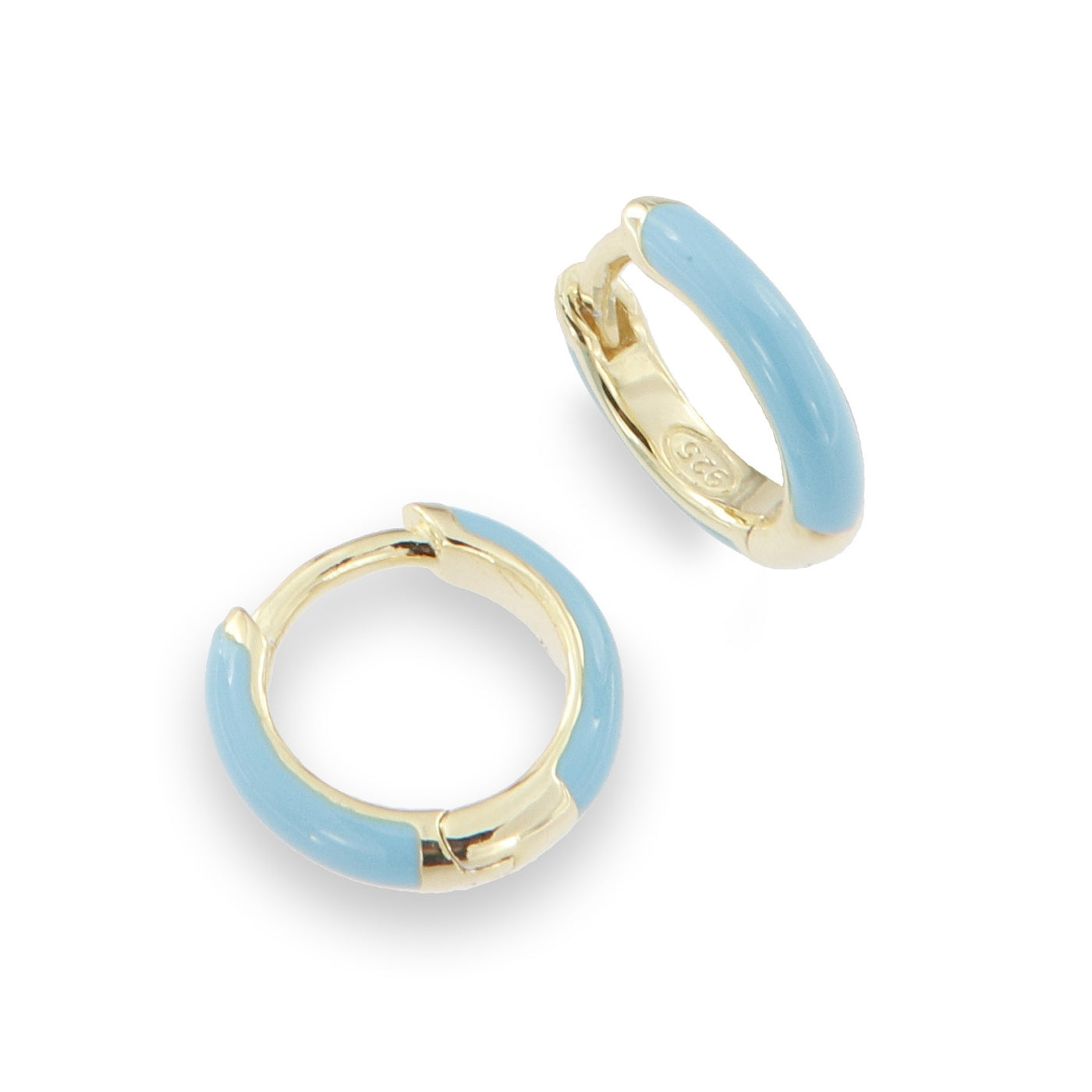 Sunshine Turquoise Enamel Huggie Hoop Earrings | 11mm - John Ross Jewellers