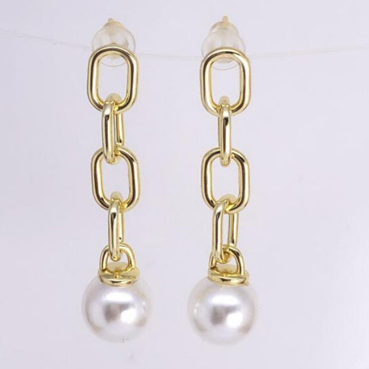 Sunshine 10mm Pearl Chain Drop earrings - John Ross Jewellers