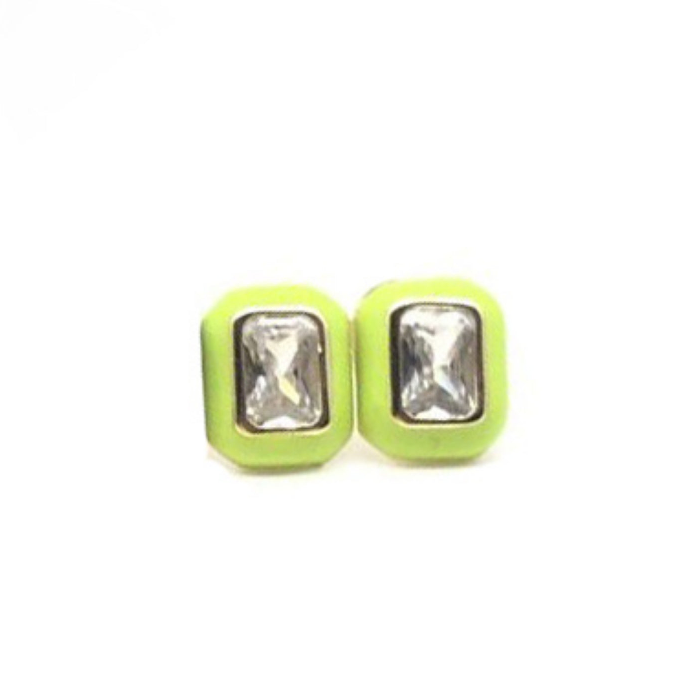 Sunshine Neon Green Enamel & CZ Stud Earrings - John Ross Jewellers
