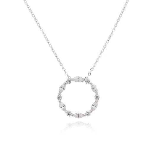 9ct White Gold CZ Circlet Eternity Necklace - John Ross Jewellers