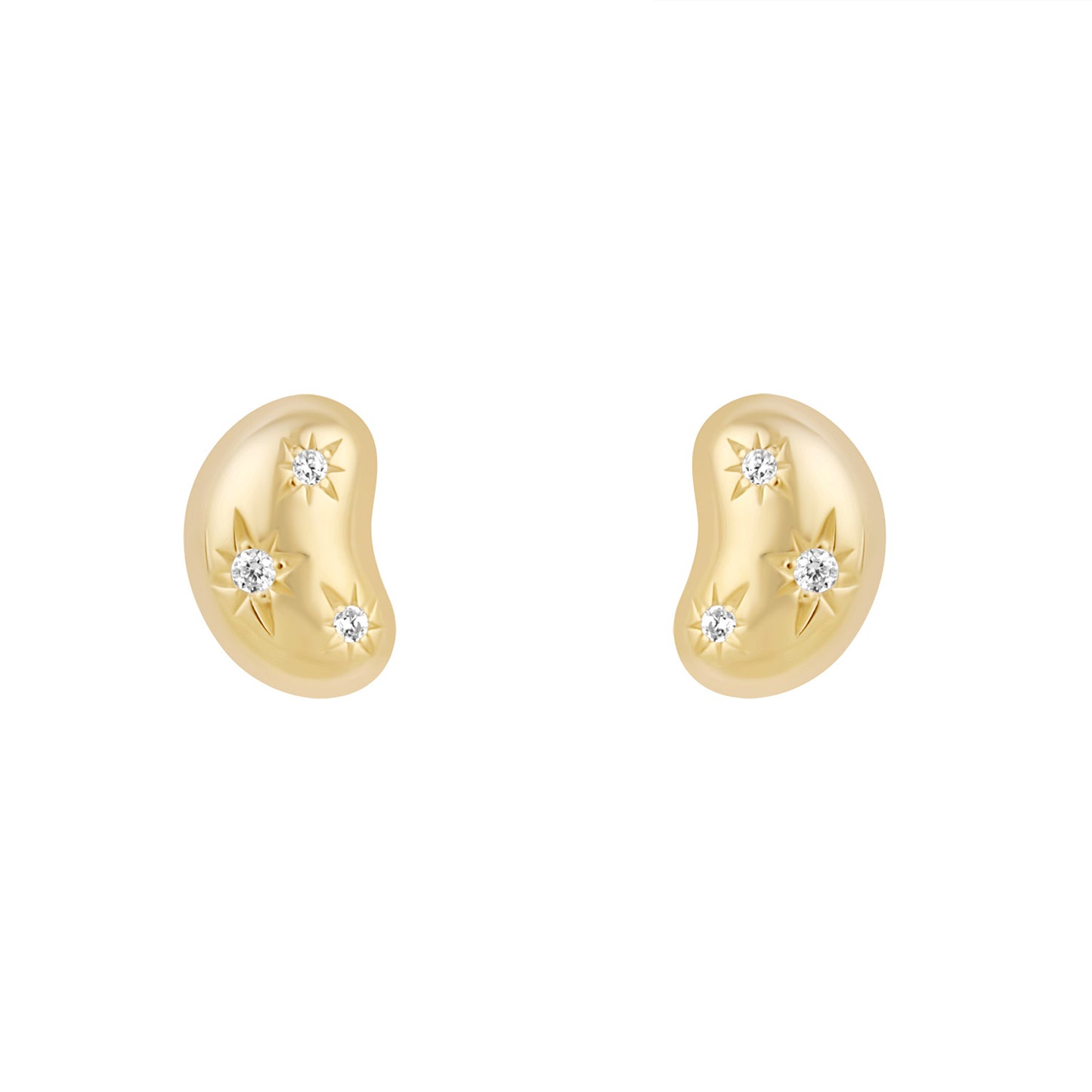 Sunshine Star Set CZ Bean Stud Earrings