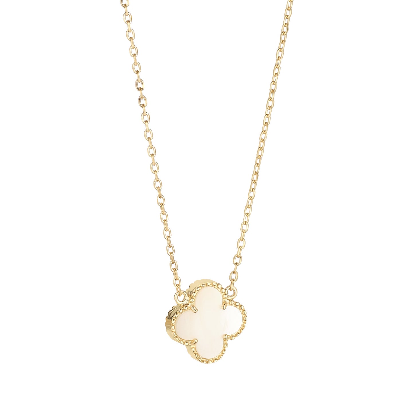 Sunshine Mother of Pearl Quatrefoil Necklace