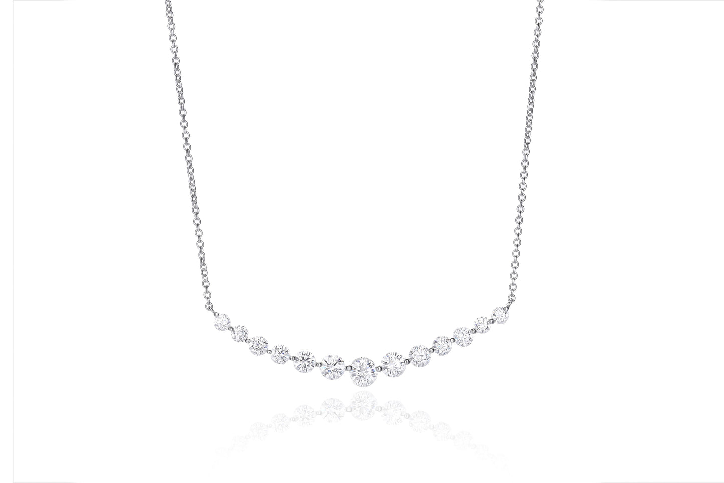 Silver CZ Graduated Necklace