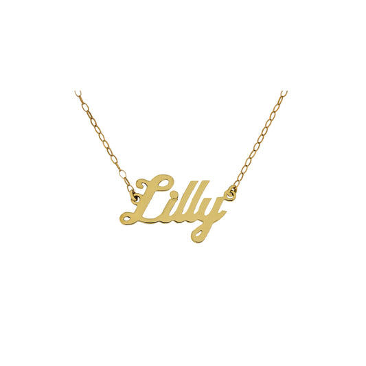 9ct Gold Name Plate Necklace | Smaller Letters