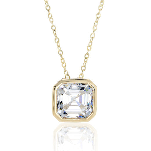 9ct Gold Cushion Cut CZ Necklace