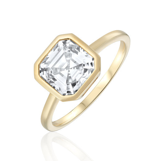 9ct Gold Cushion Cut CZ Ring