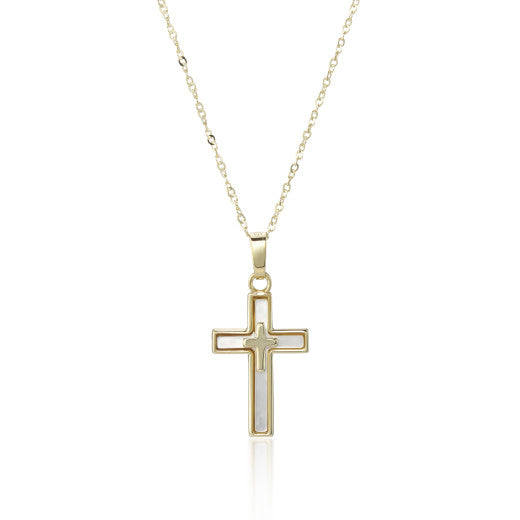 9ct Gold Mother of Pearl Cross Necklace