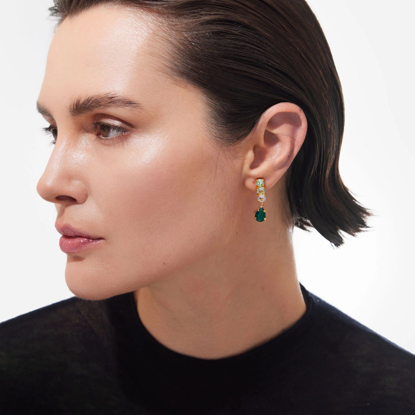 Victoria Cruz Green Illume Drop Earrings