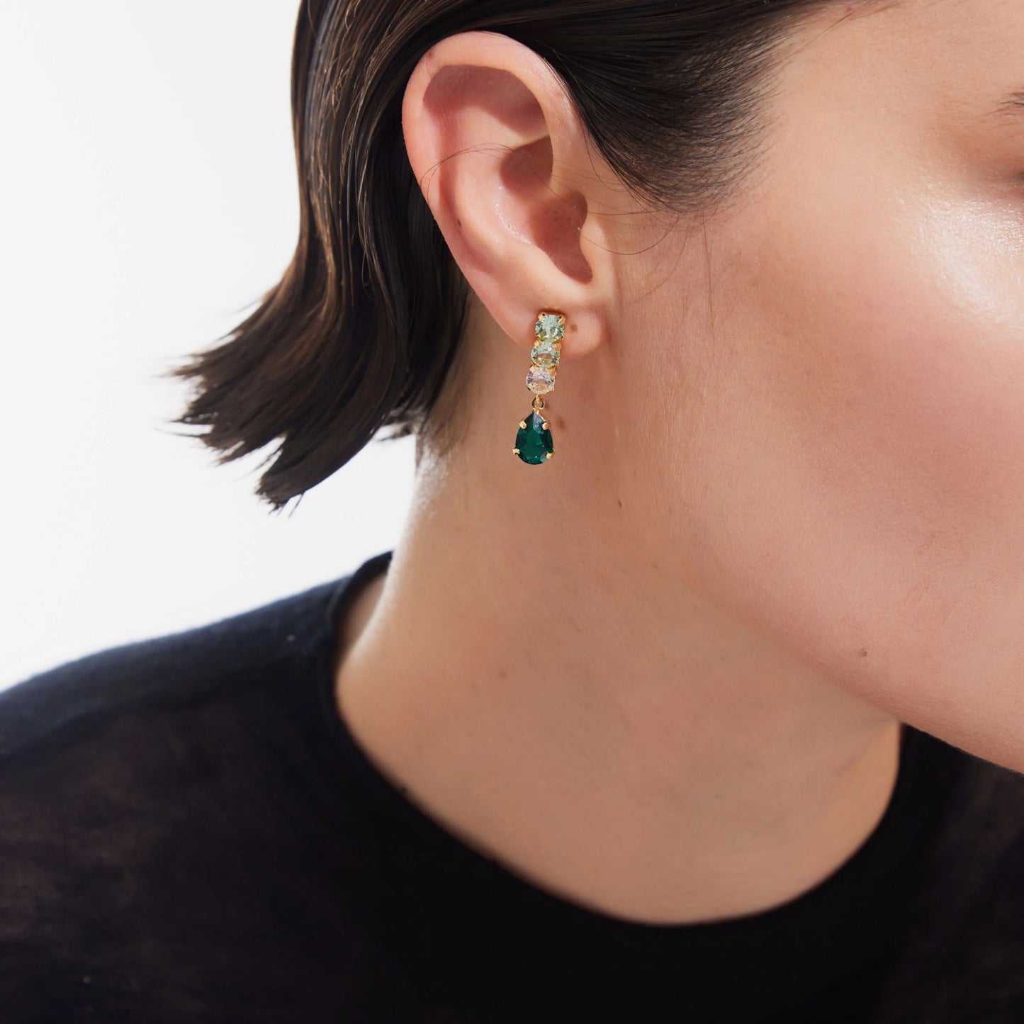 Victoria Cruz Green Illume Drop Earrings