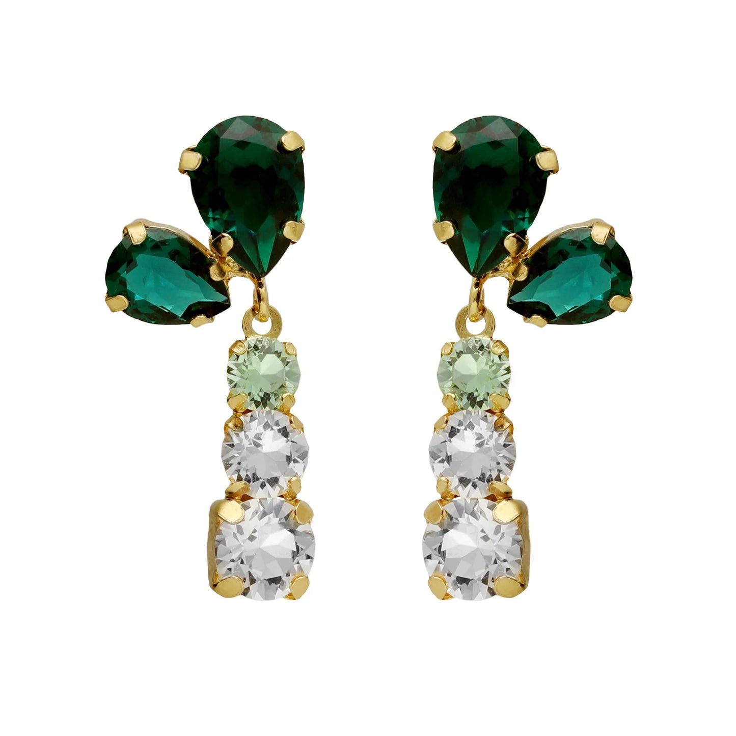 Victoria Cruz Green Illume Long Drop Earrings