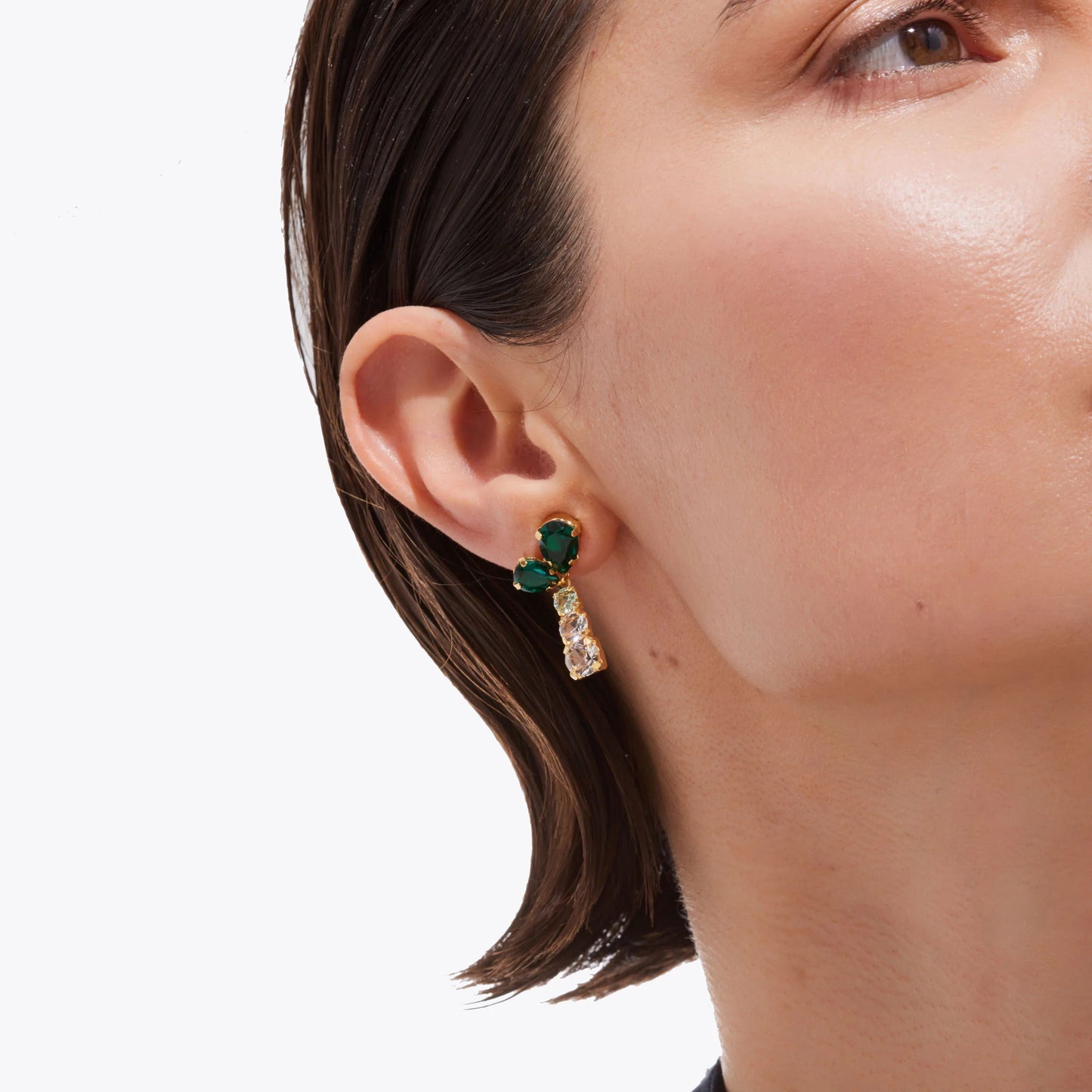 Victoria Cruz Green Illume Long Drop Earrings