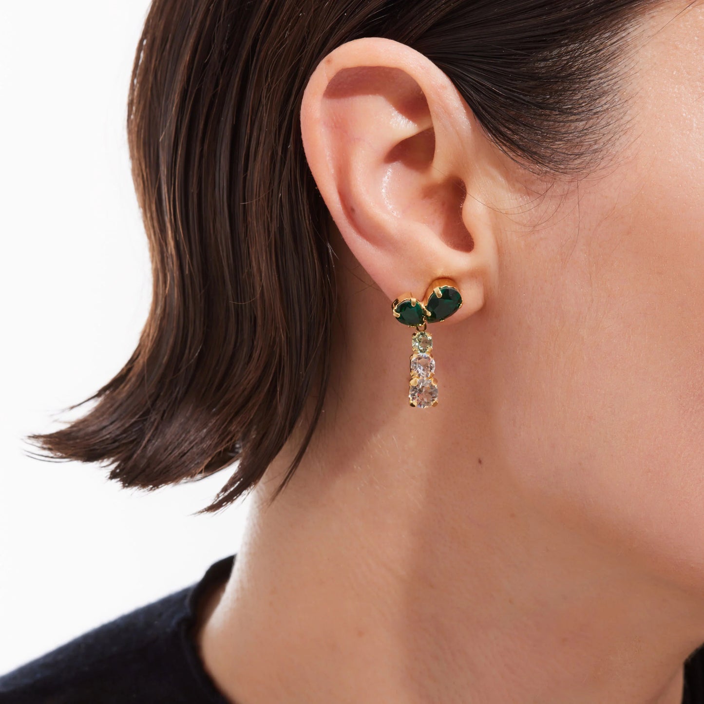 Victoria Cruz Green Illume Long Drop Earrings