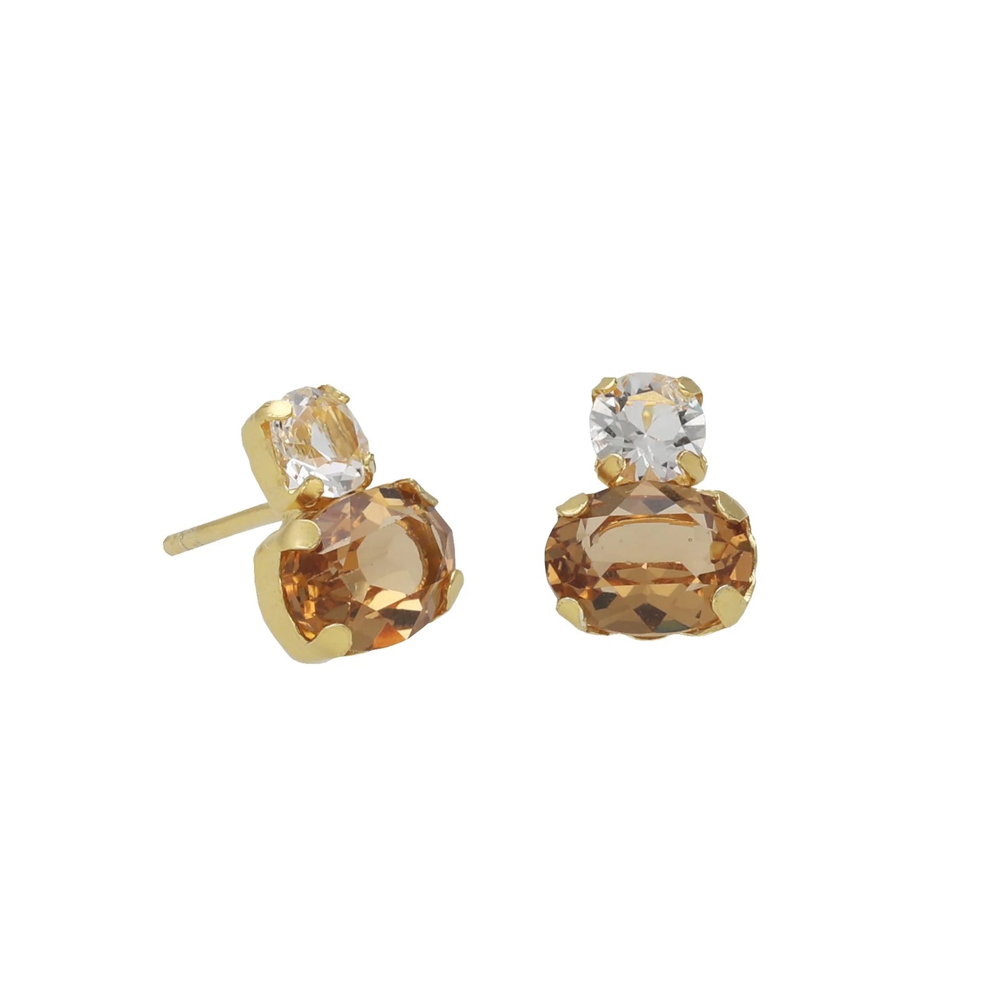 Victoria Cruz Champagne Stud Earrings