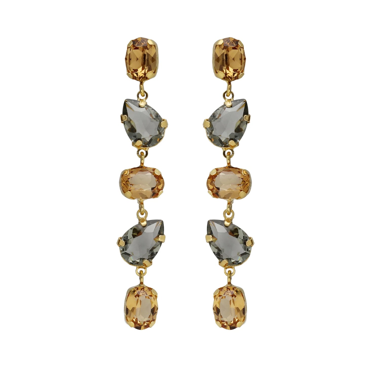 Victoria Cruz Champagne Long Drop Earrings