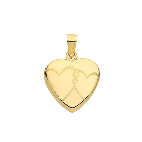 9ct Gold Two Hearts Locket Necklace | Small