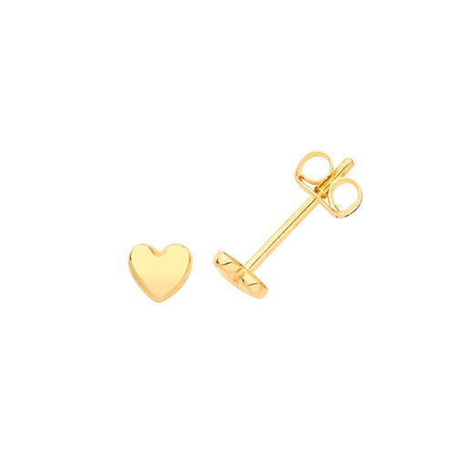 9ct Gold Tiny Heart Stud Earrings