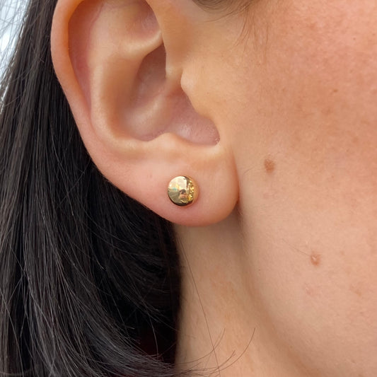 9ct gold 6mm button stud earrings by Stubbs, shown as a matching pair