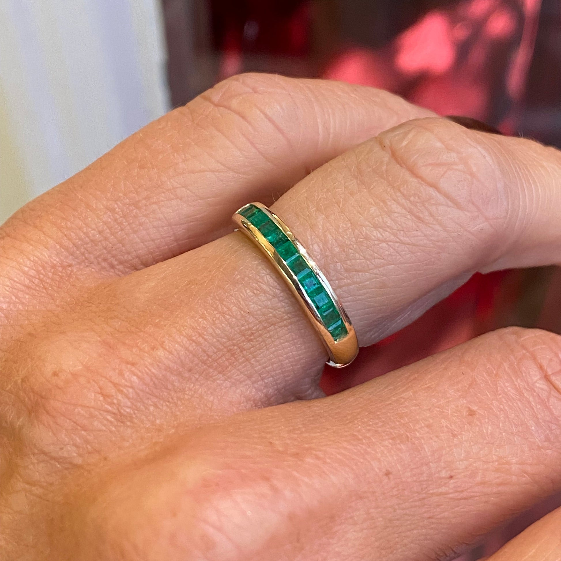 9ct Gold Emerald Channel Band Ring - John Ross Jewellers