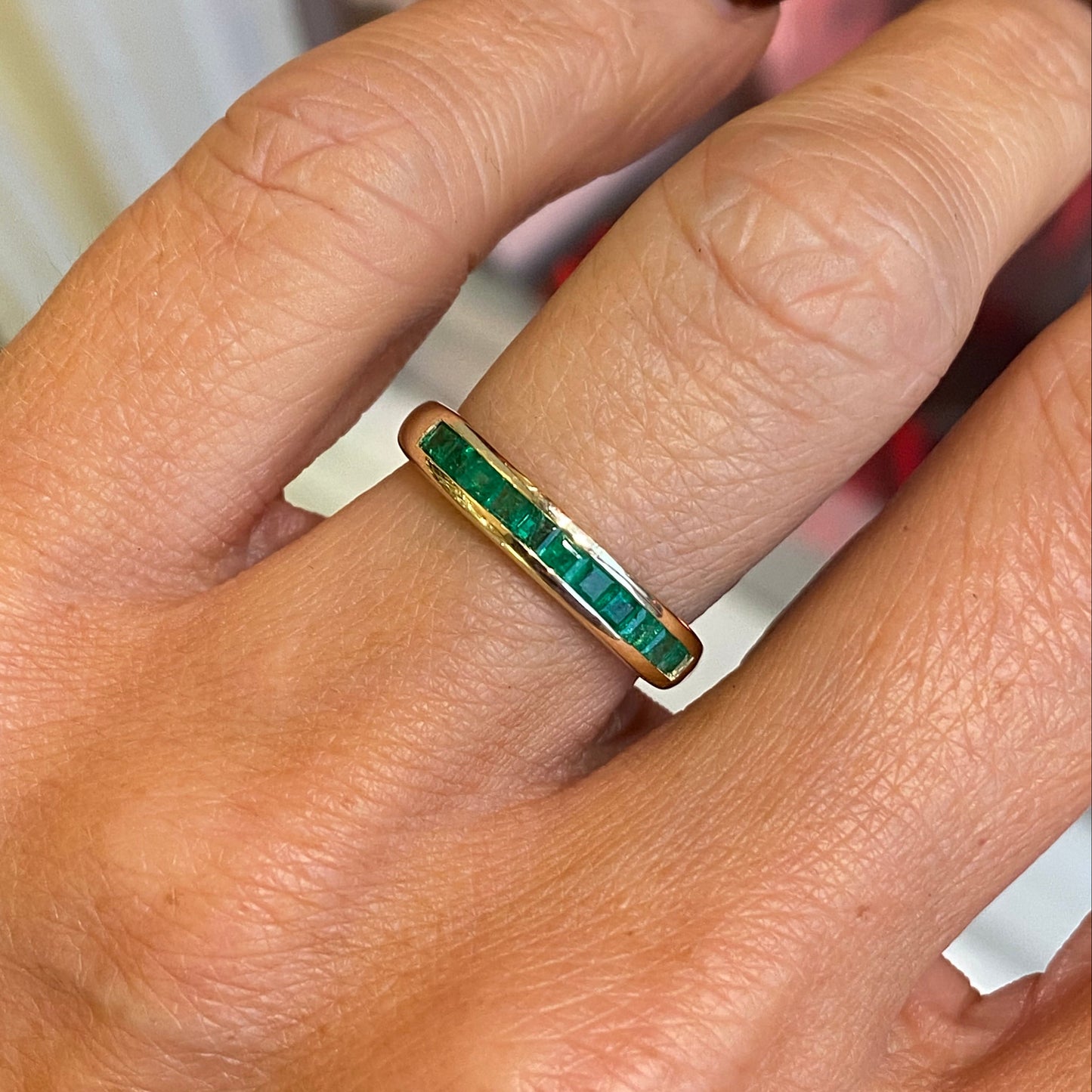 9ct Gold Emerald Channel Band Ring - John Ross Jewellers