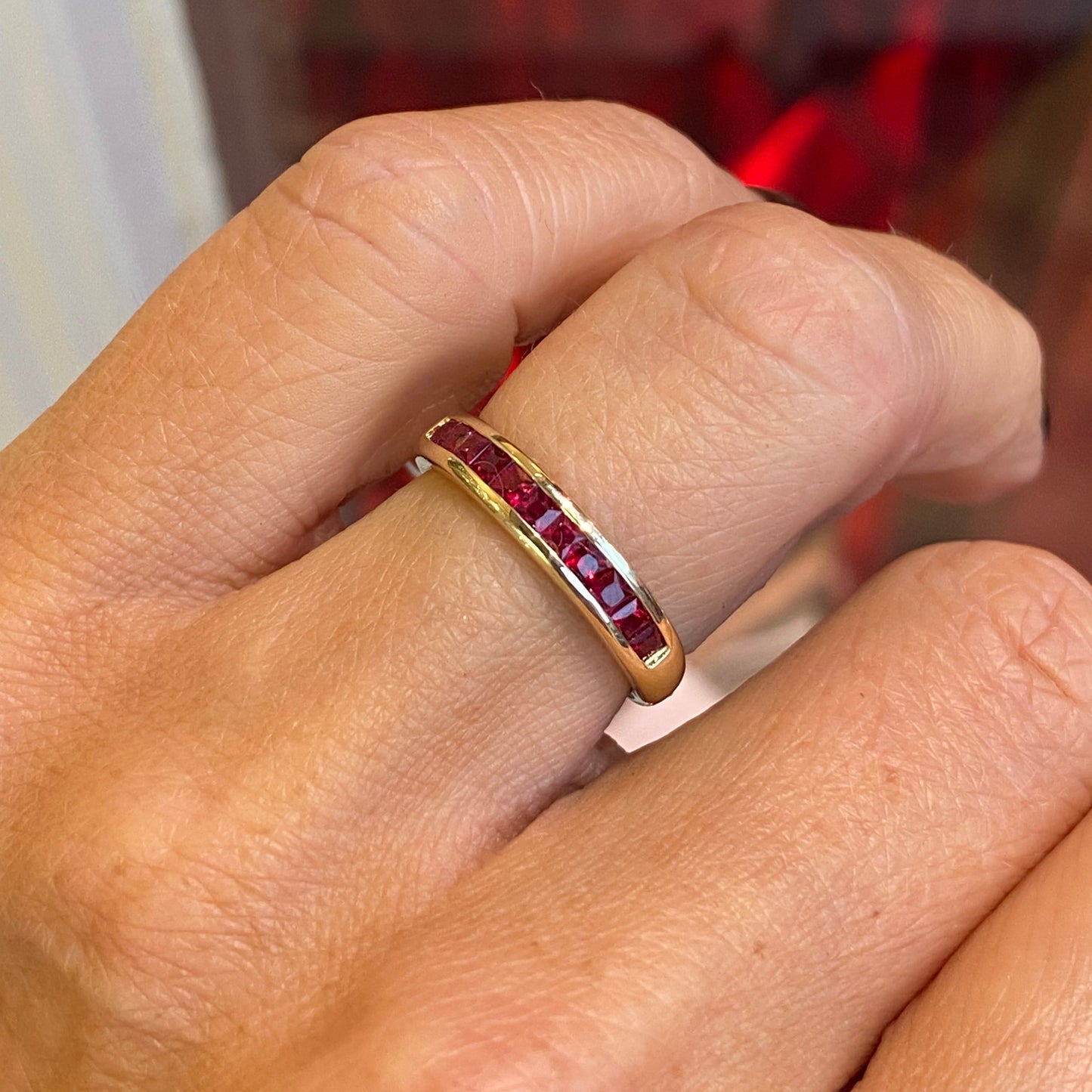 9ct Gold Ruby Channel Band Ring - John Ross Jewellers