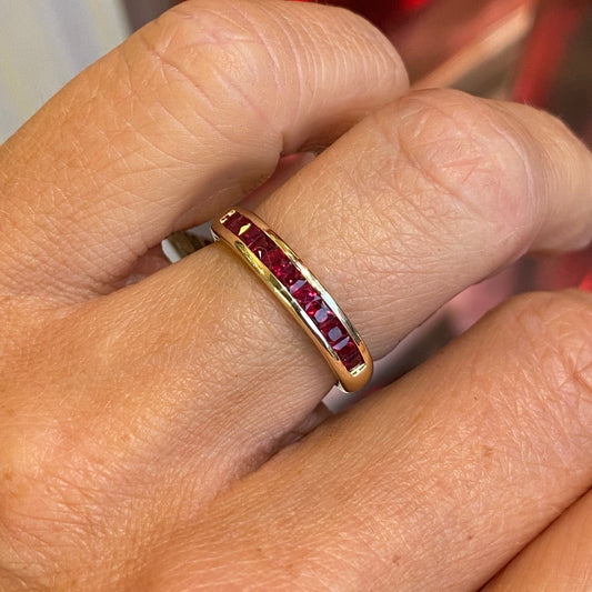 9ct Gold Ruby Channel Band Ring - John Ross Jewellers