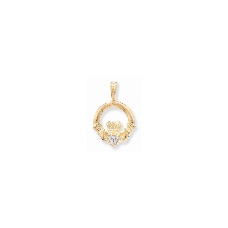 9ct Gold CZ Claddagh Necklace - John Ross Jewellers