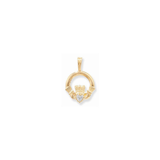 9ct Gold CZ Claddagh Necklace - John Ross Jewellers