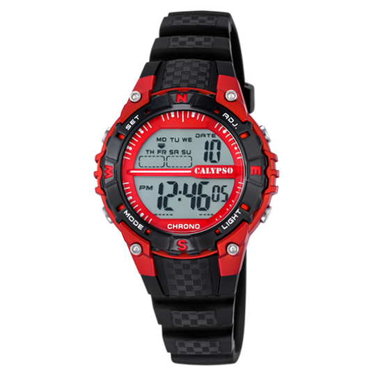 Q&Q Calypso Gents Red Digital Watch - John Ross Jewellers