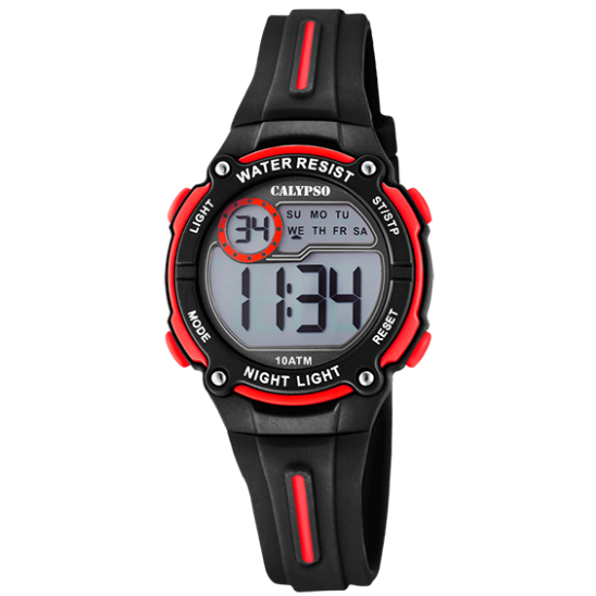 Q&Q Calypso Kids Black & Red Digital Watch - John Ross Jewellers