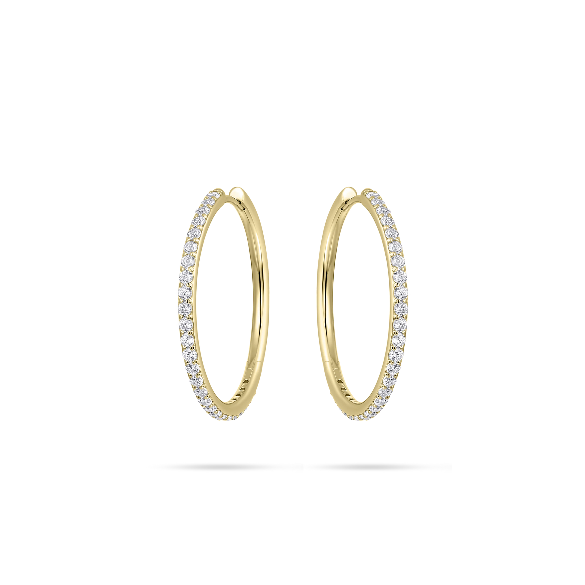 Glitz Skinny CZ Hoop Earrings - Gold 30mm - John Ross Jewellers