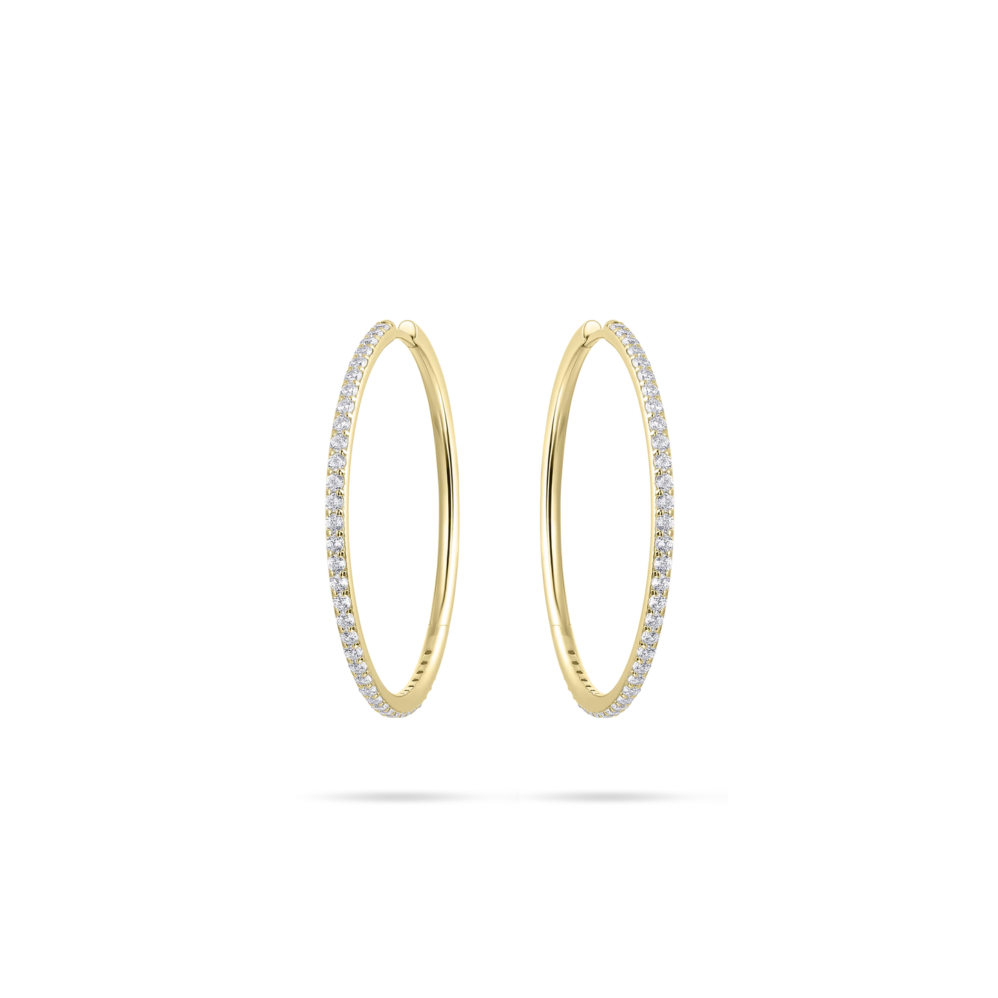 Glitz Skinny CZ Hoop Earrings - Gold 40mm - John Ross Jewellers