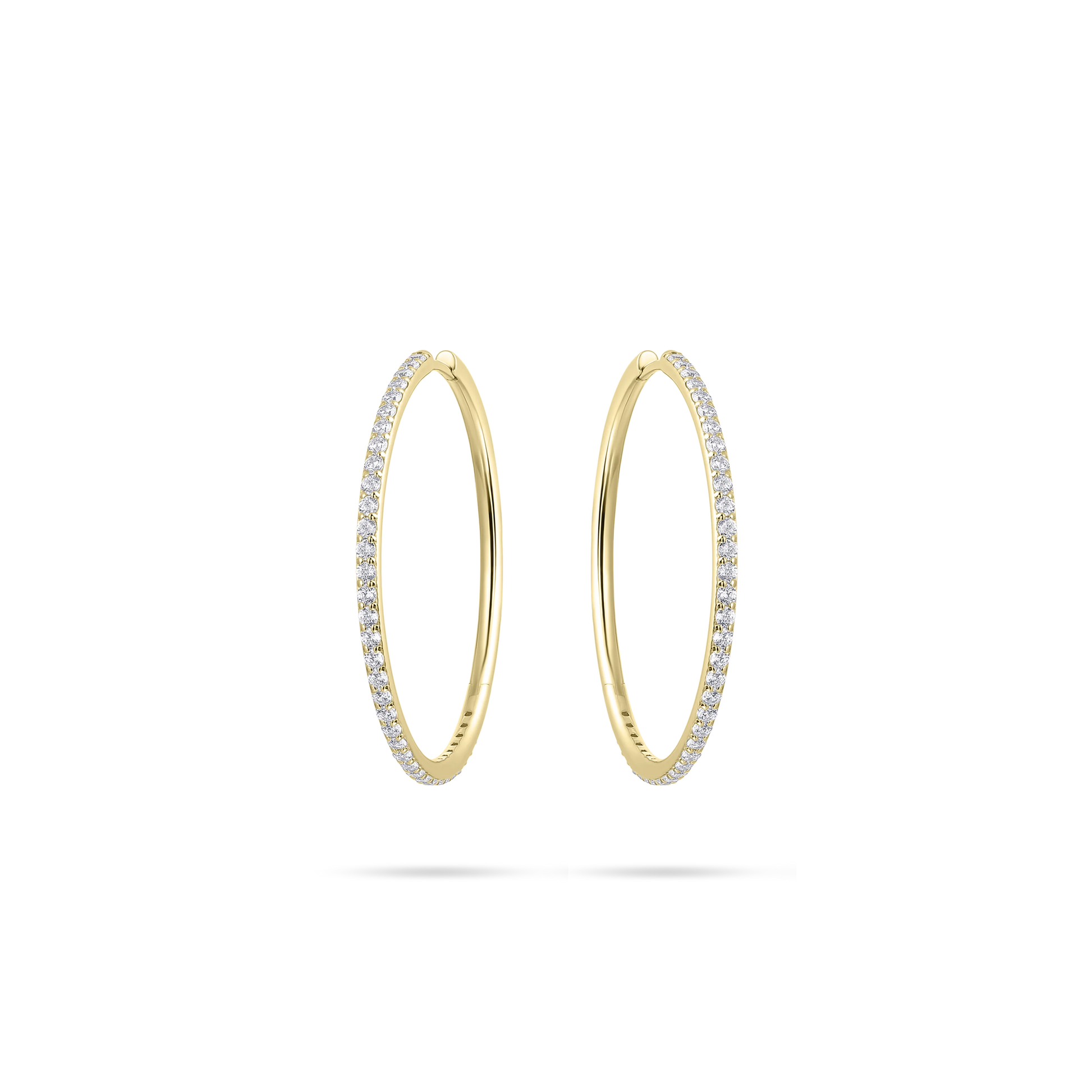 Glitz Skinny CZ Hoop Earrings - Gold 40mm - John Ross Jewellers