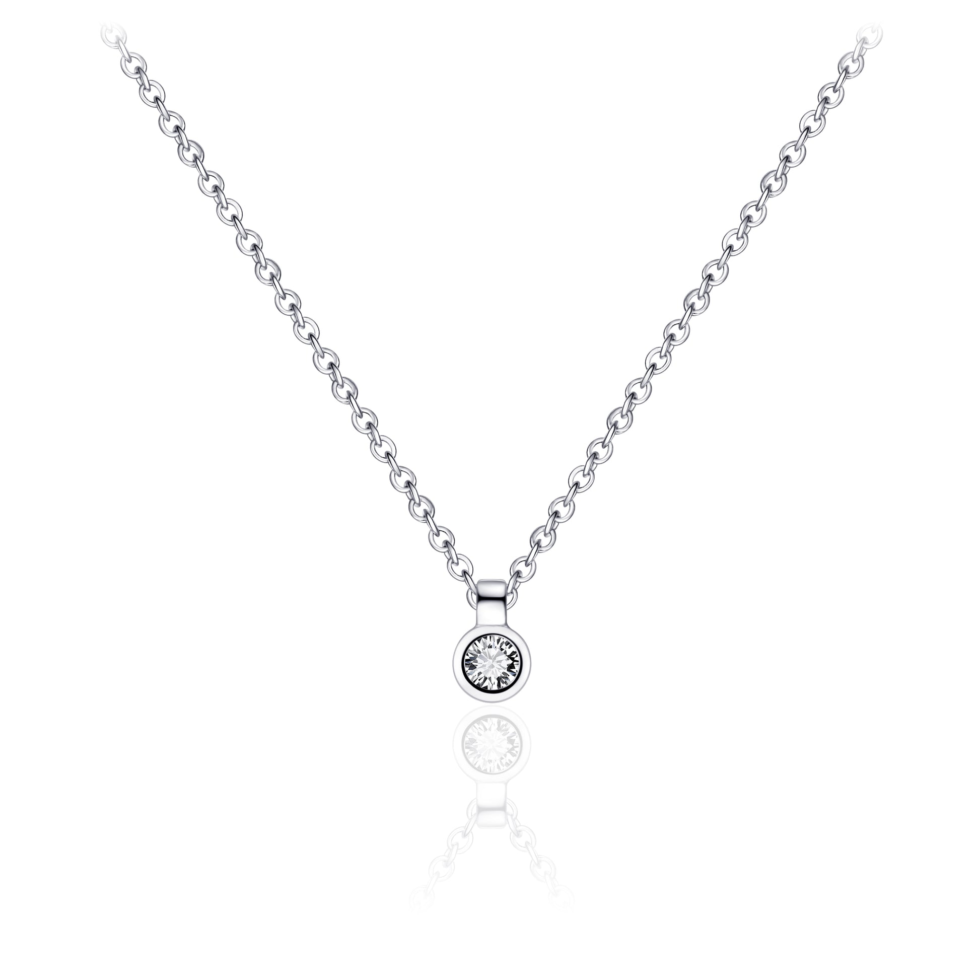 Silver Bezel Set CZ Necklace - John Ross Jewellers