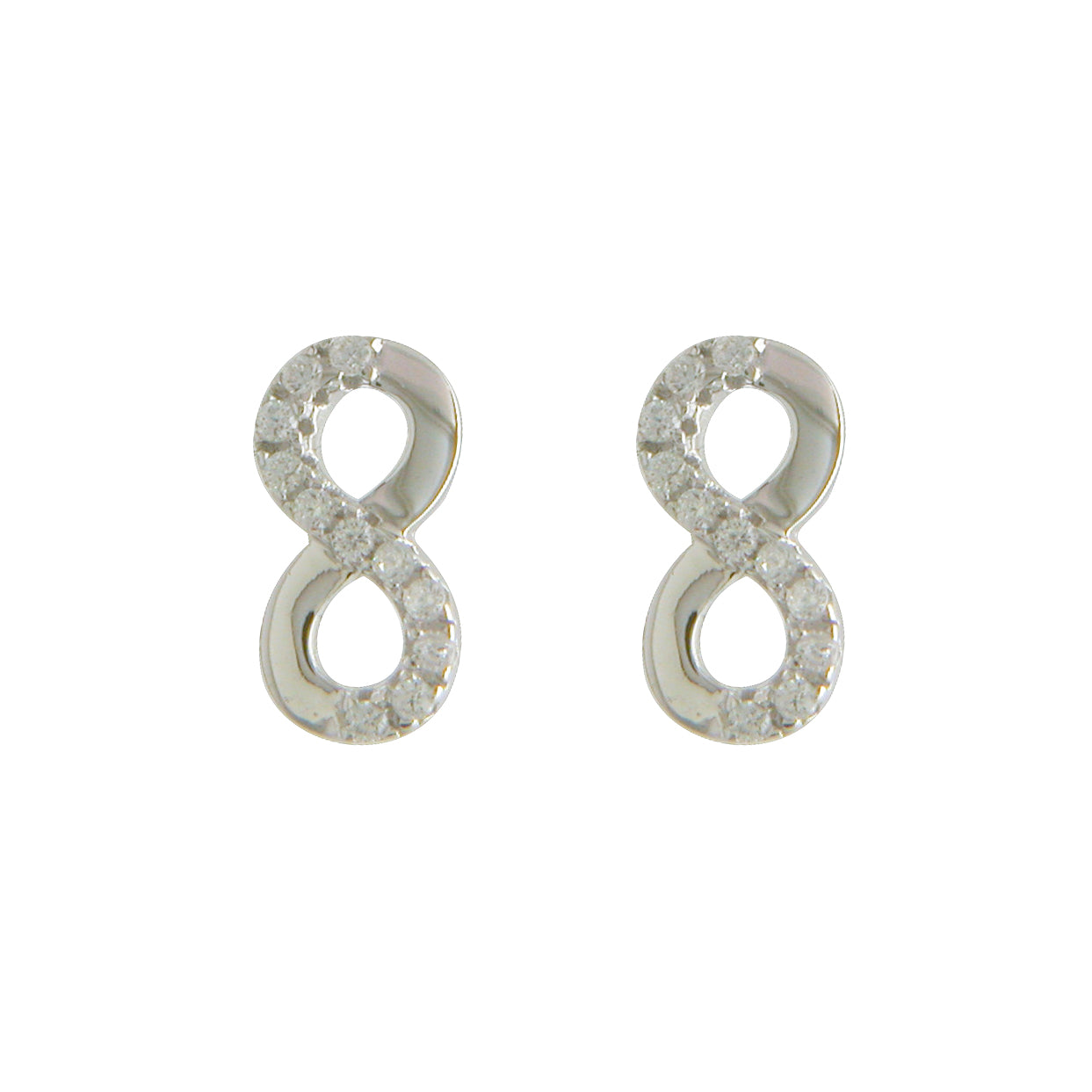 Silver CZ Infinity Stud Earrings - John Ross Jewellers