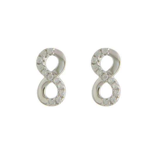 Silver CZ Infinity Stud Earrings - John Ross Jewellers