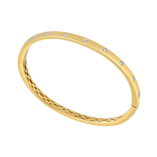 Sunshine CZ Studded Oval Bangle - John Ross Jewellers