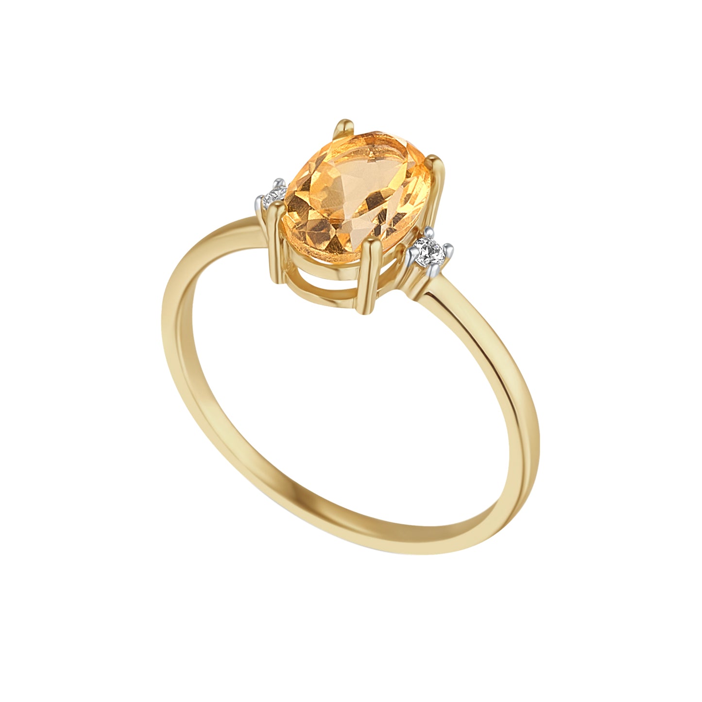 9ct Gold Citrine & CZ Ring