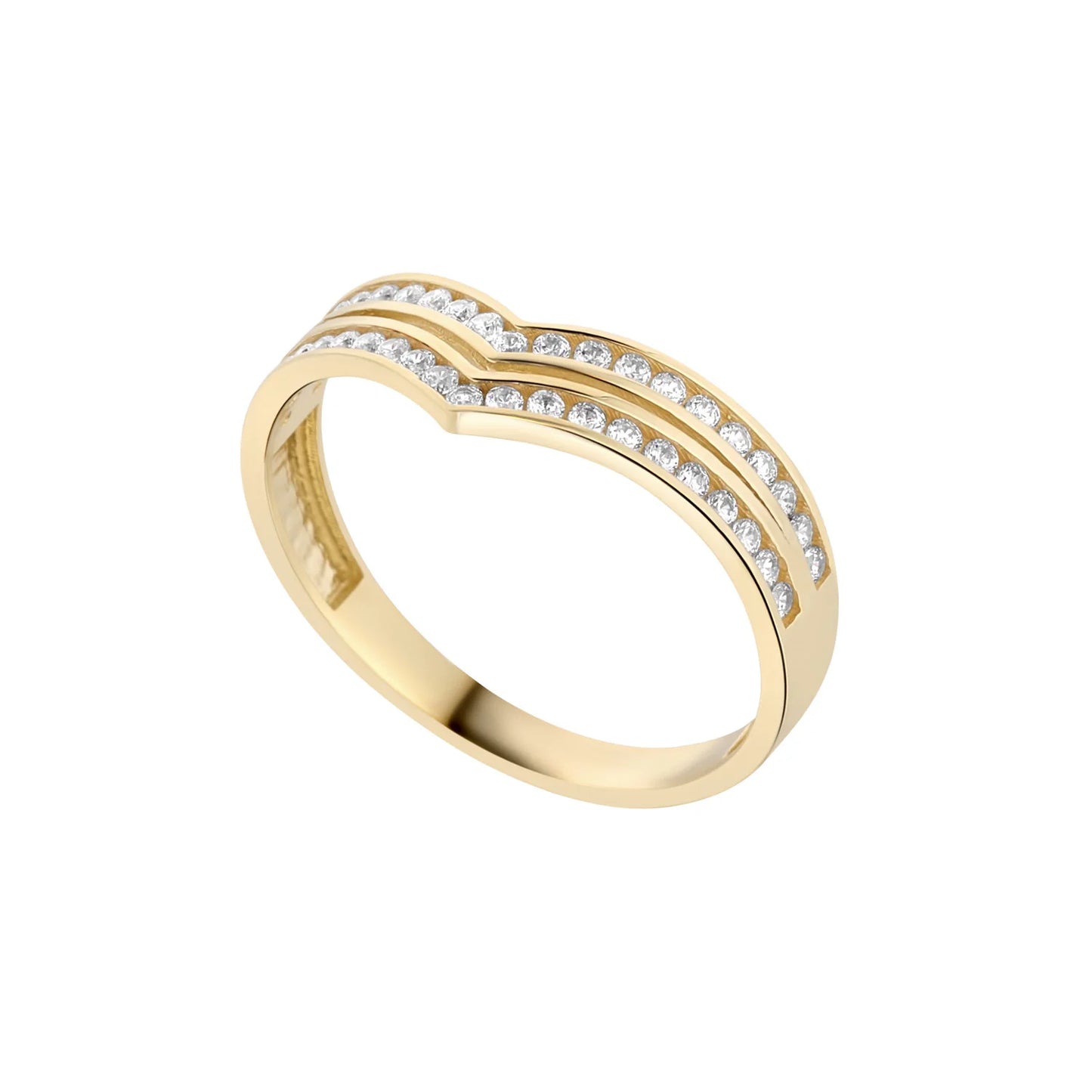 9ct Gold CZ Double Wishbone Ring - John Ross Jewellers