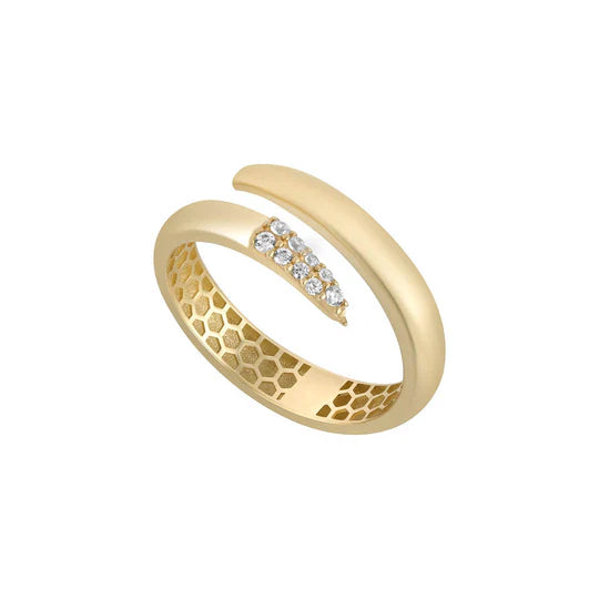 9ct Gold CZ Tipped Wraparound Ring