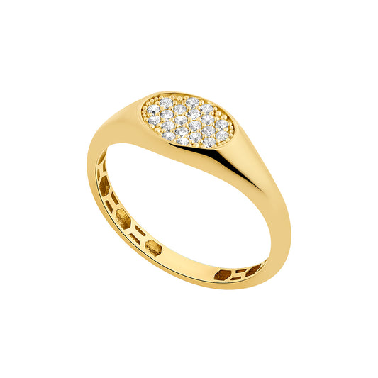 9ct Gold Oval CZ Signet Ring
