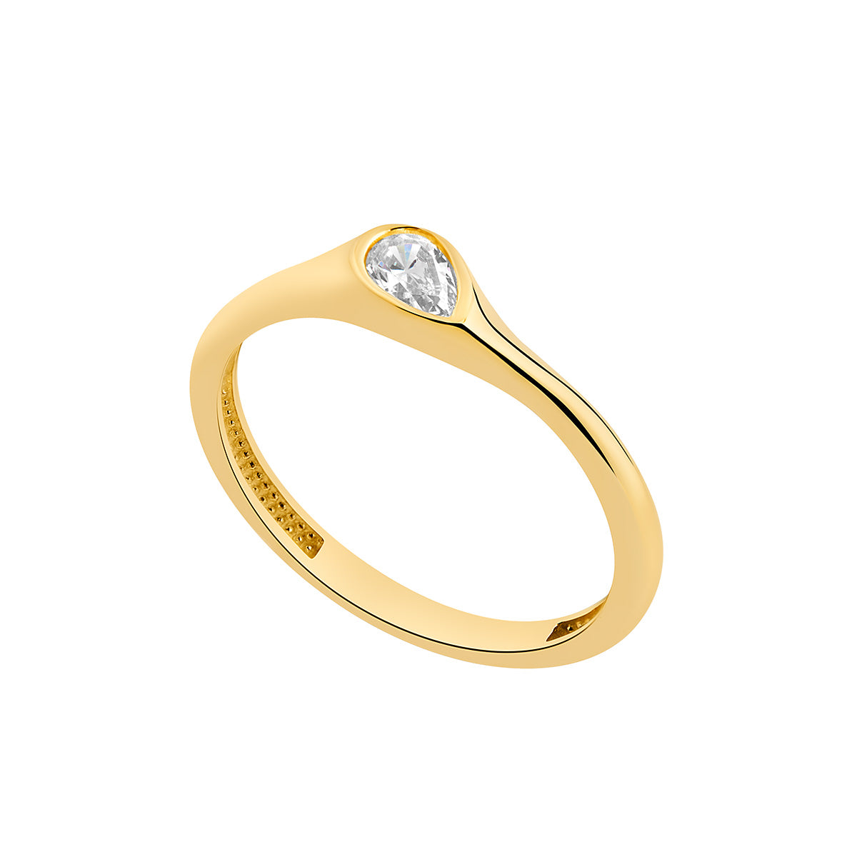 9ct Gold Dainty CZ Pear Solitaire Ring
