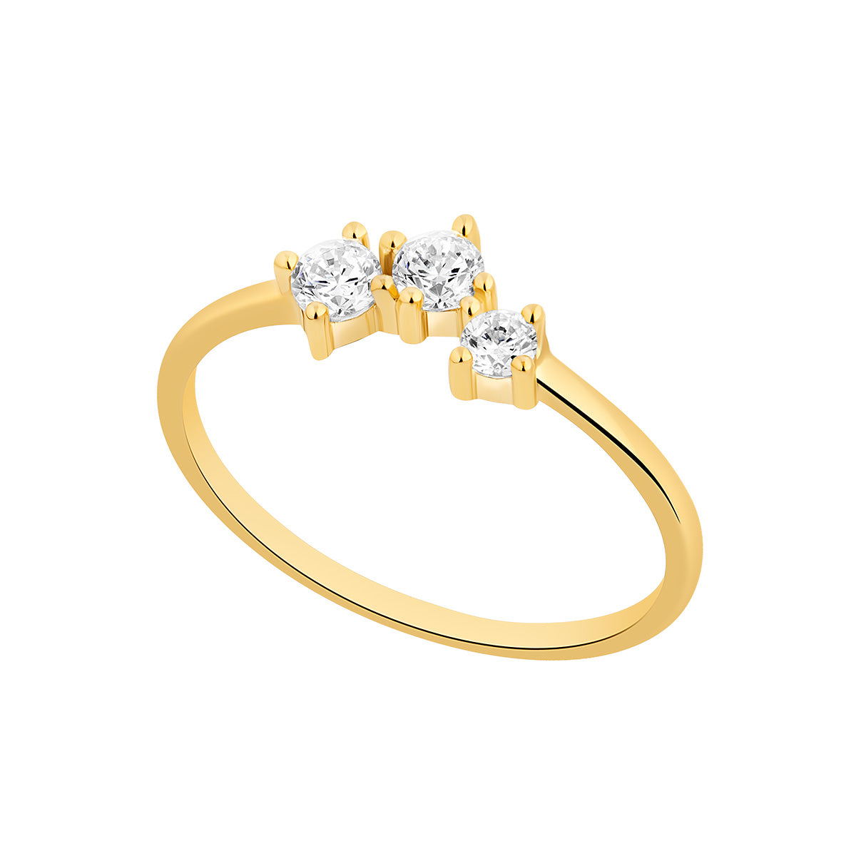 9ct Gold CZ Trilogy Wishbone Ring