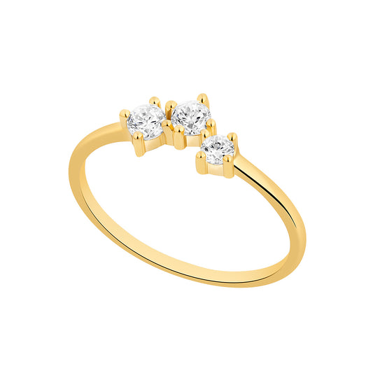 9ct Gold CZ Trilogy Wishbone Ring