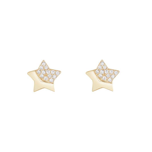 9ct Gold CZ Star Stud Earrings