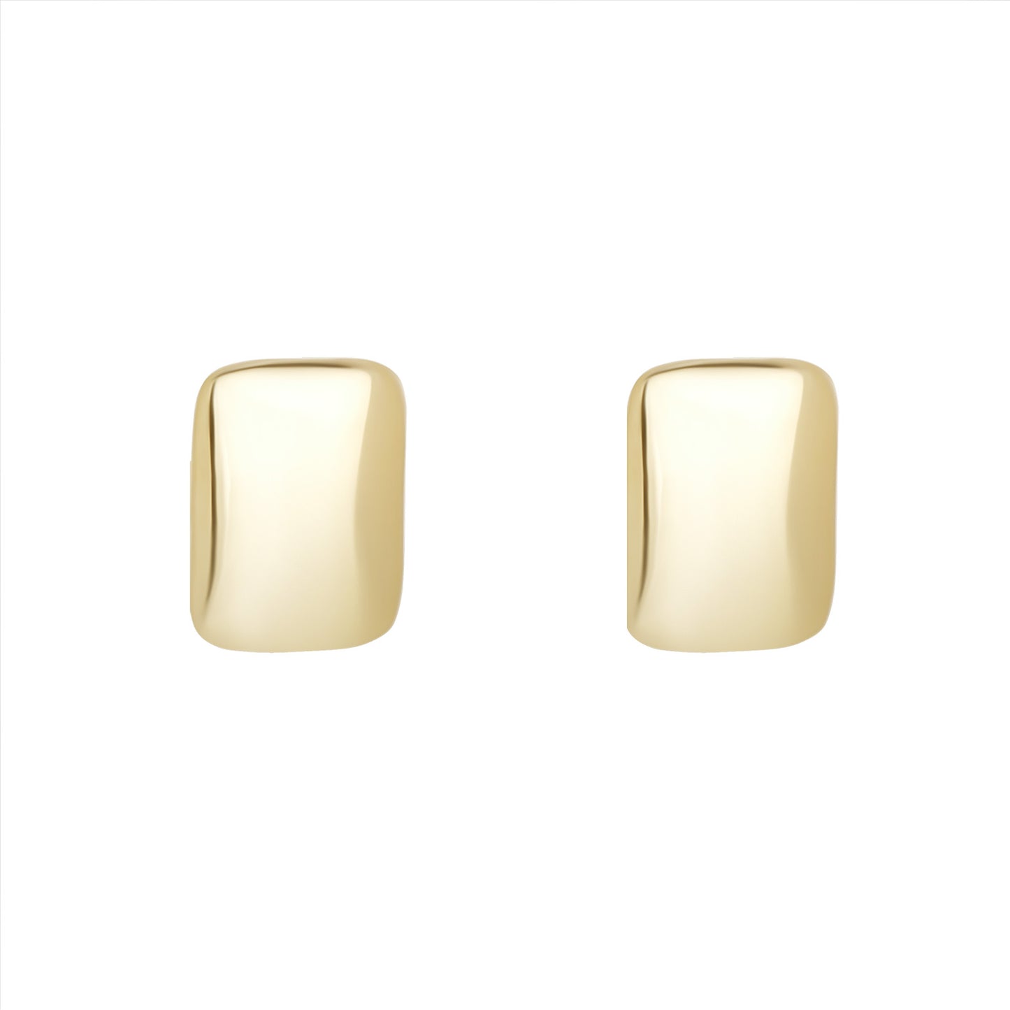 NJO 9ct gold flat rectangular stud earrings with a sleek, minimalist design for elegant everyday wear.